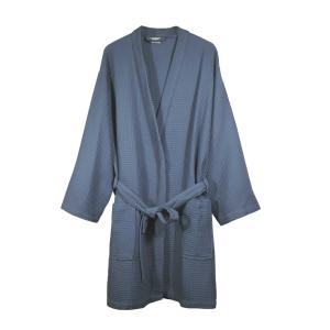 Peignoir femme col kimono en coton BIO XL Bleu indigo