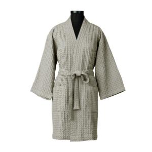 Peignoir kimono coton gaufré grège 95x64