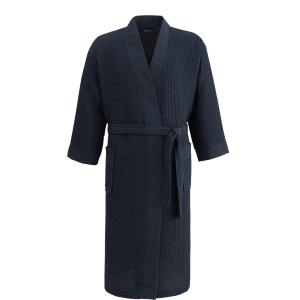 Peignoir kimono nid d'abeille  bleu nuit M