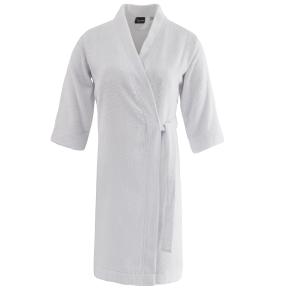 Peignoir léger mi-long en coton peigné Blanc S