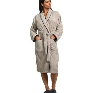 Peignoir mixte col châle point cavalier Sable S