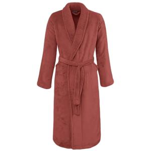 Peignoir mixte polaire chaud doublé  terre brulée XL