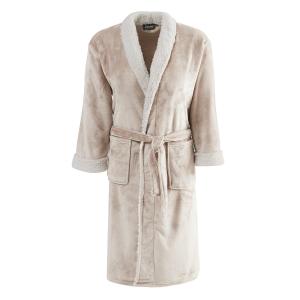 Peignoir polaire mixte col châle bicolore  sable/neige L