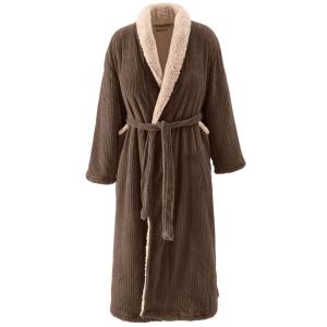 Peignoir polaire mixte côtelé ultra chaud  noisette S