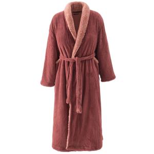 Peignoir polaire mixte côtelé ultra chaud  terre brulée M
