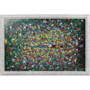 Peinture encadrée marché aux fleurs flottant
