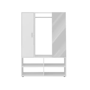 Penderie d'entrée 1 porte 1 miroir- L105 cm - Blanc