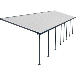 Pergola à adosser en aluminium gris et polycarbonate feria…