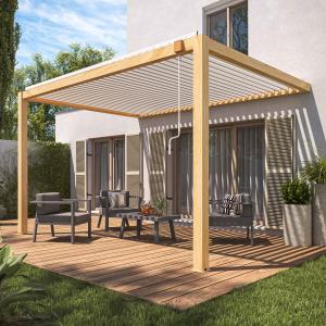 Pergola bioclimatique adossée 3 x 4 m en aluminium blanc dé…