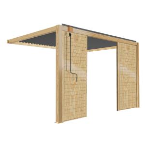 Pergola bioclimatique adossée 3 x 4 m gris décor bois avec…