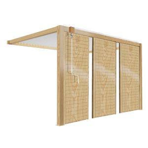 Pergola bioclimatique adossée 3 x 4m blanc décor bois avec…