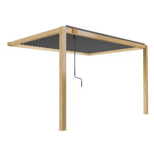 Pergola bioclimatique adossée 3x4 m en bois avec 1 store