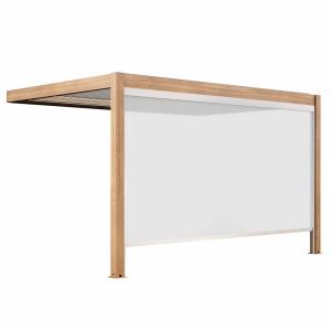 Pergola bioclimatique adossée 3x4m et 1 store bois blanc