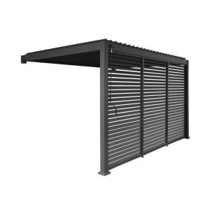 Pergola bioclimatique adossée 4x3m   3 persiennes 130cm ant…