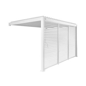 Pergola bioclimatique adossée 4x3m   3 persiennes 130cm bla…