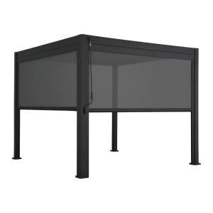 Pergola bioclimatique aluminium 3x3m, 2 stores 3m anthracite