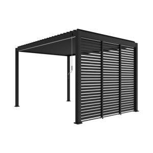 Pergola bioclimatique aluminium 4x3m, 3 persiennes 100cm an…