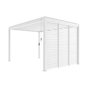 Pergola bioclimatique aluminium 4x3m, 3 persiennes 100cm bl…