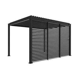 Pergola bioclimatique aluminium 4x3m, 3 persiennes 130cm an…