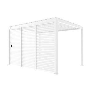 Pergola bioclimatique aluminium 4x3m, 3 persiennes 130cm bl…