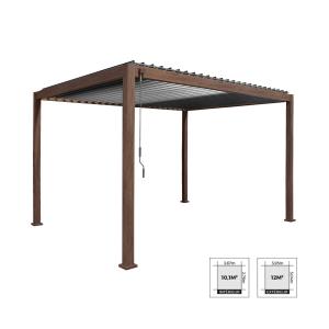 Pergola bioclimatique aluminium 4x3m bois foncé