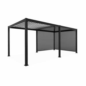 Pergola bioclimatique aluminium 6x3m, 2 stores 3m anthracite