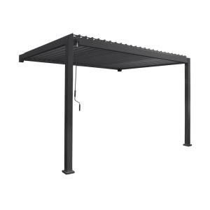 Pergola bioclimatique aluminium anthracite adossée 4x3m tri…