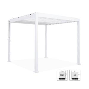 Pergola bioclimatique aluminium et acier 3x3m blanc