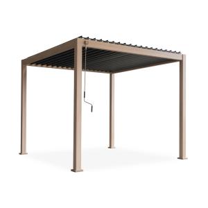 Pergola bioclimatique aluminium et acier 3x3m bois