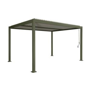 Pergola bioclimatique aluminium et acier 4x3m kaki