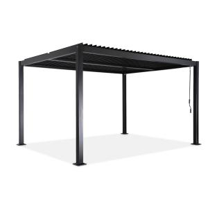 Pergola bioclimatique aluminium et acier 4x3m noir