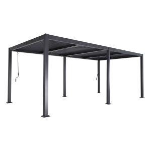 Pergola bioclimatique aluminium et acier 6x3m anthracite