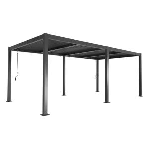 Pergola bioclimatique aluminium et acier 6x3m noir