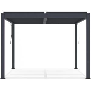Pergola bioclimatique aluminium gris 300 x 300 x 218 cm
