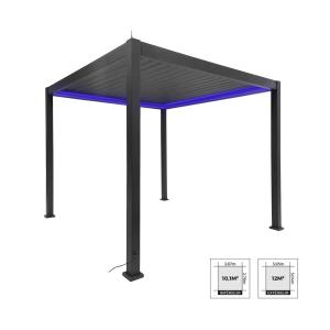 Pergola bioclimatique aluminium motorisée 3x3m led anthraci…