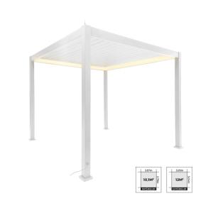 Pergola bioclimatique aluminium motorisée 3x3m led blanc