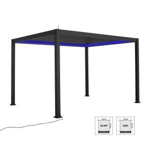 Pergola bioclimatique aluminium motorisée 4x3m led anthraci…