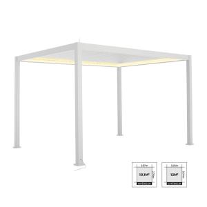 Pergola bioclimatique aluminium motorisée 4x3m led blanc