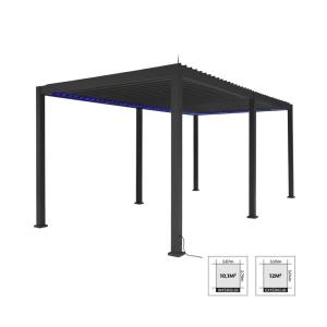 Pergola bioclimatique aluminium motorisée 6x3m led anthraci…