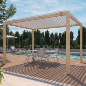 Pergola bioclimatique autoportée 3 x 4 m aluminium effet bo…