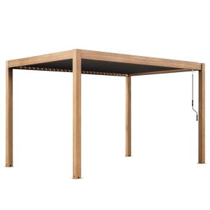 Pergola bioclimatique autoportée 3x4m en aluminium bois gri…
