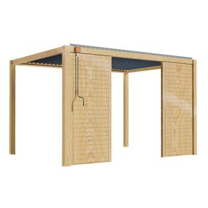 Pergola bioclimatique autoportée 3x4m en bois avec 2 claust…