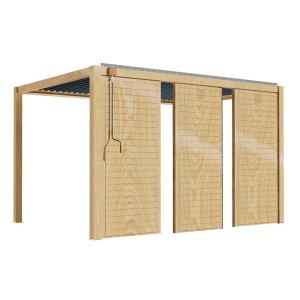 Pergola bioclimatique autoportée 3x4m en bois avec 3 claust…