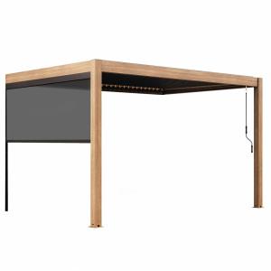 Pergola bioclimatique autoportée 3x4m et 1 store bois gris
