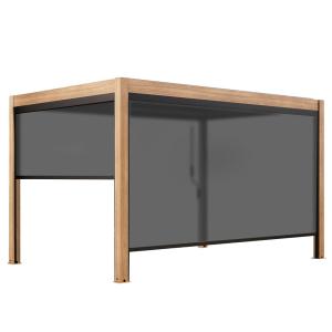 Pergola bioclimatique autoportée 3x4m et 2 stores bois gris