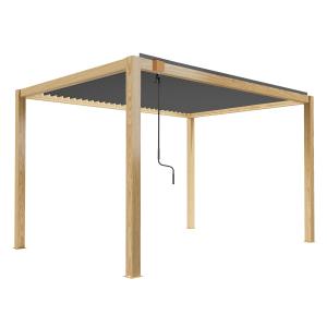 Pergola bioclimatique autoportée en bois noir 3x4m   1 stor…