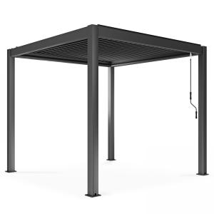 Pergola bioclimatique autoportée gris 3 x 3 x 2.5 m