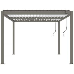 Pergola bioclimatique en aluminium et acier taupe 304 x 394…