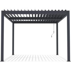 Pergola bioclimatique en aluminium gris 304 x 394 x 218 cm