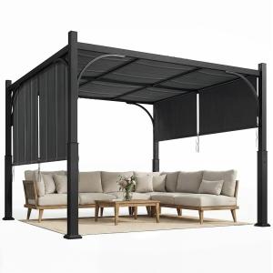 Pergola de jardin 3 x 3 m auvent coulissant métal galvanisé…